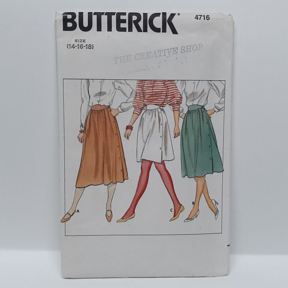 NEW Vintage Butterick Sewing Pattern 4716 14/16/18 Misses/Womens Flared Skirts